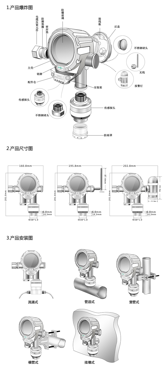 機(jī)氣貓固定安裝式TVOC濃度檢測儀泵吸型網(wǎng)絡(luò)版尺寸與安裝圖